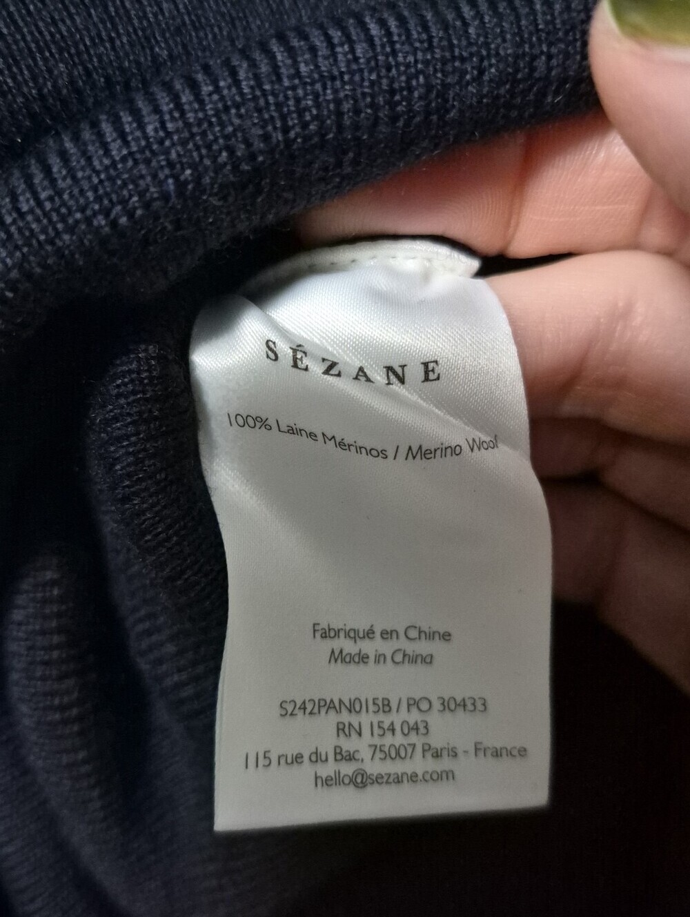 Sezane Marius Merino Wool Trouser Navy Small NWOT - Picture 6 of 6